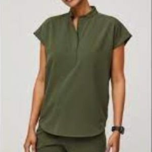 FIGS Olive Green Ragaela Oversized Scrubs Top Large